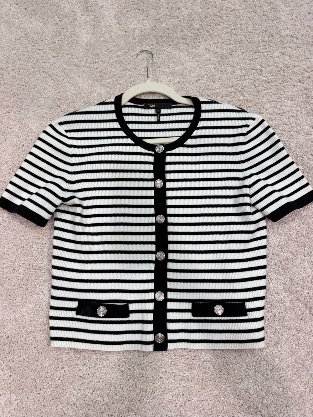 Maje short sleeved cardigan size 3 (us 8-10)